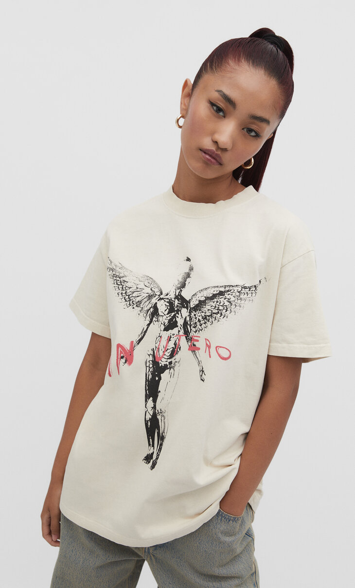 Nirvana baskılı t-shirt