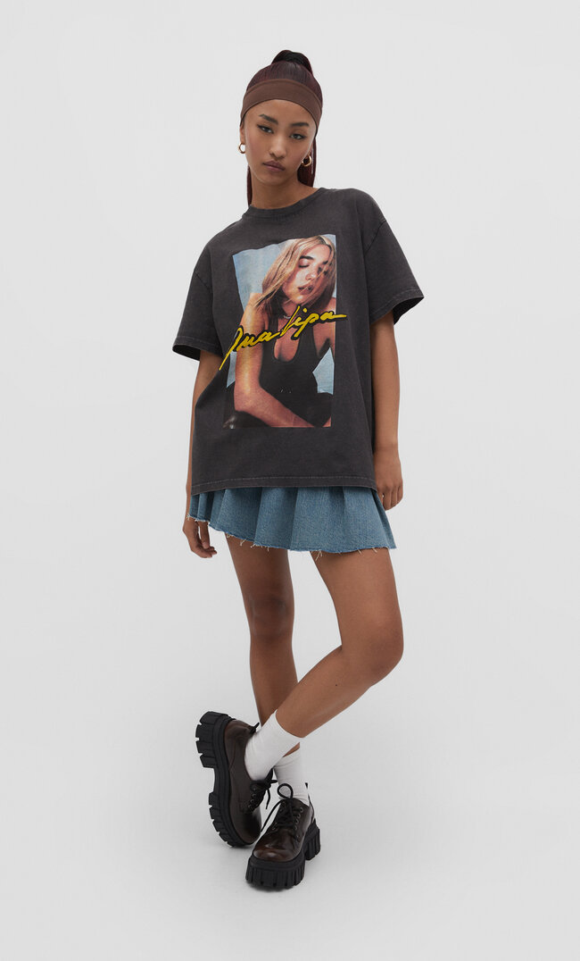 

Stradivarius Shirt mit Dua-Lipa-Lizenz Graumeliert XL