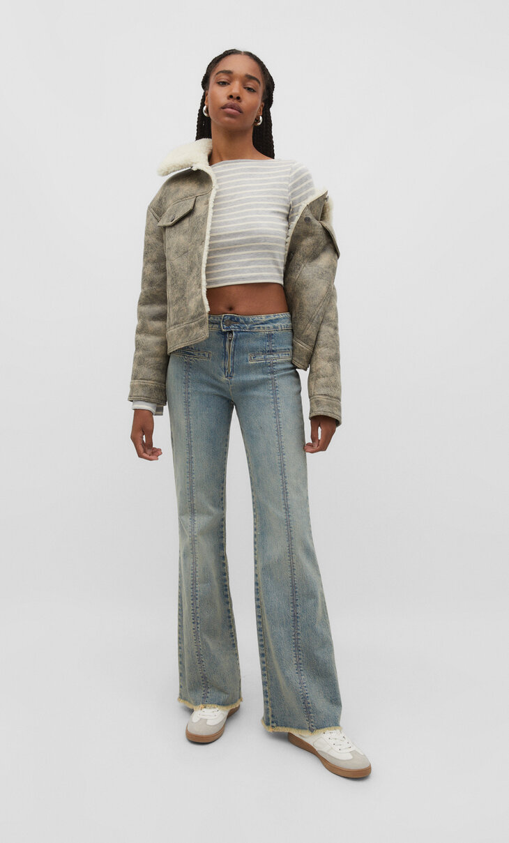 Bell bottom jeans with front seam details