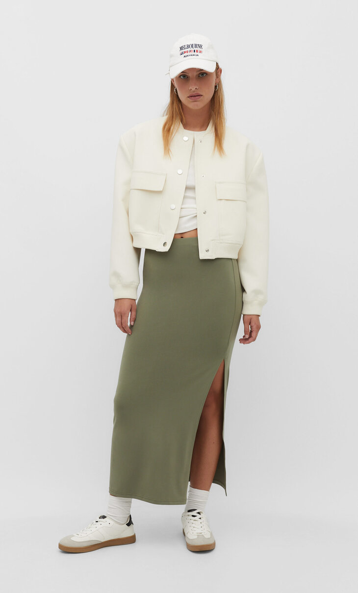 Long skirt with side slit