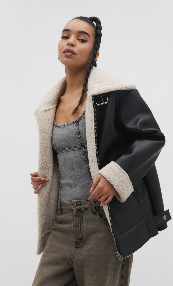 Oversize ležérny kabát s dvojitou textúrou