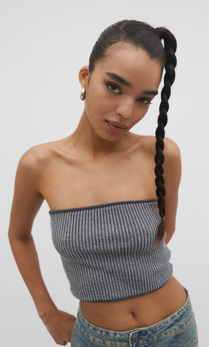 Ribbed bandeau top