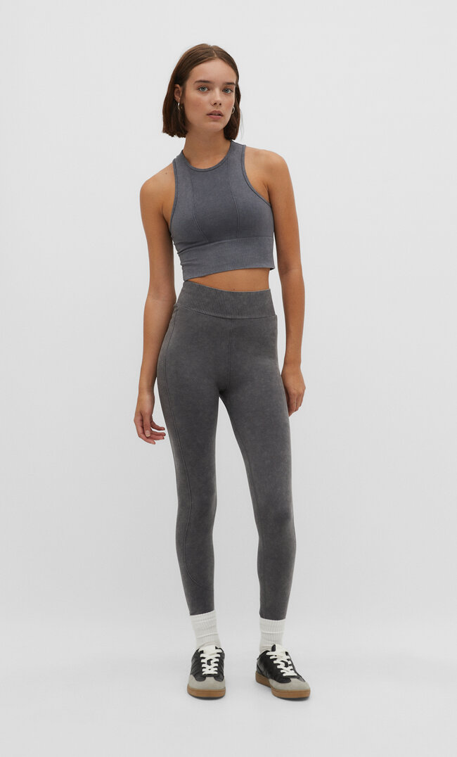 

Stradivarius Legginsy z efektem sprania Szary XL