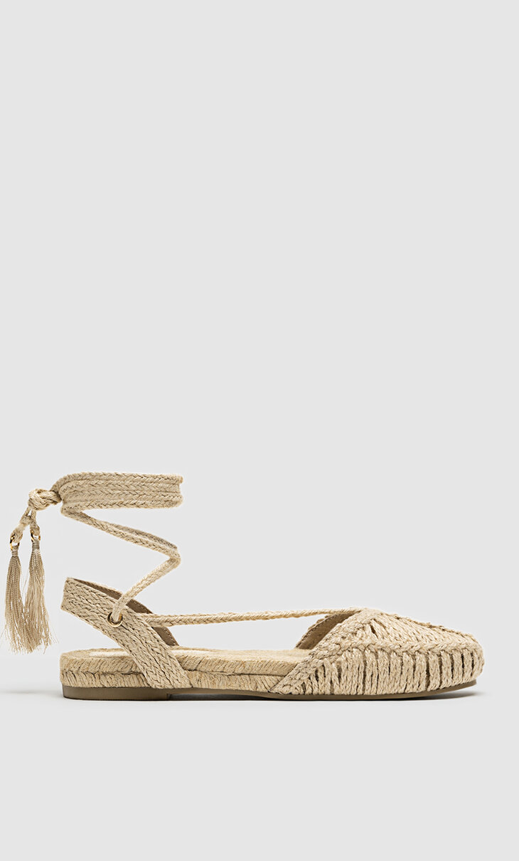 Raffia lace-up espadrilles