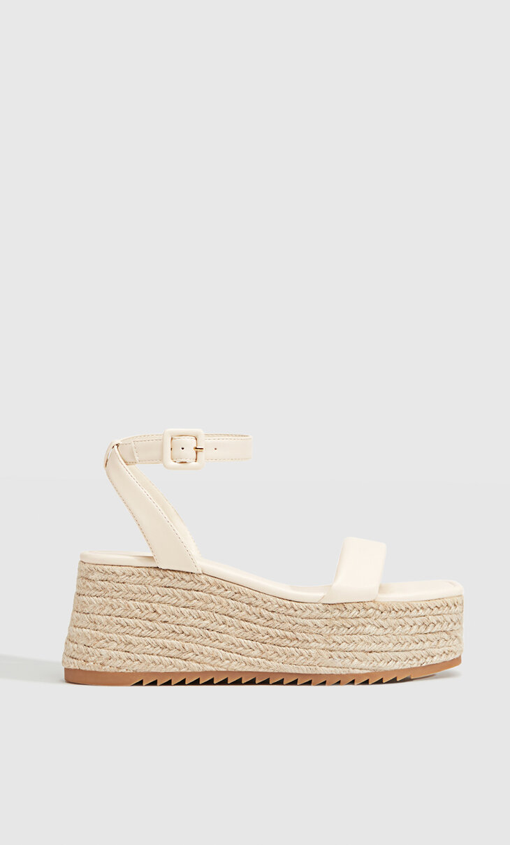 Mini jute wedge with buckles