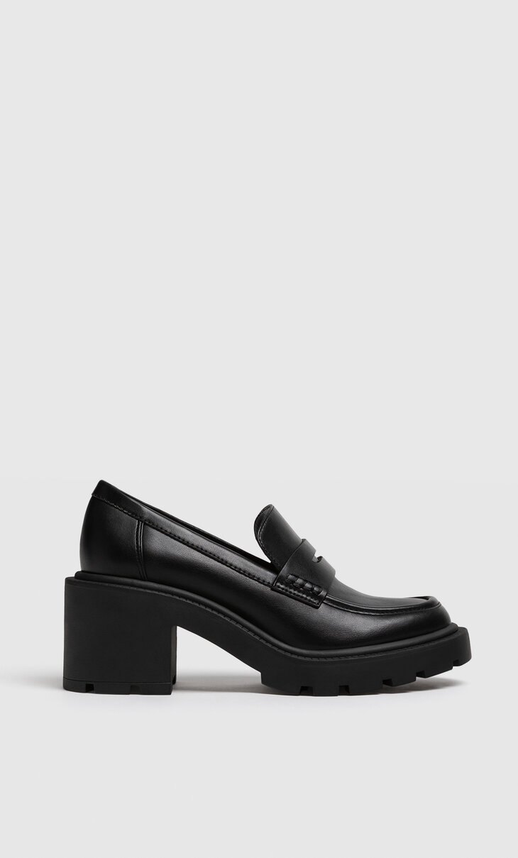 High-heel loafers with penny strap