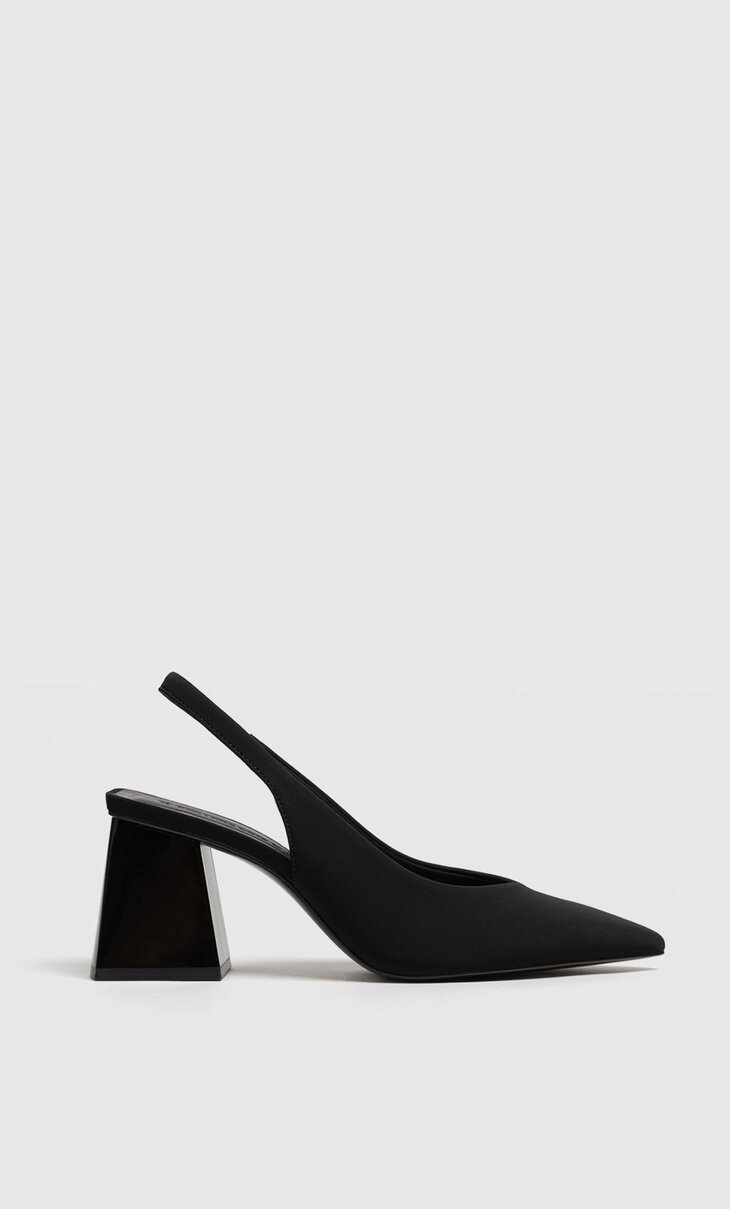 Black high-heel slingback shoes