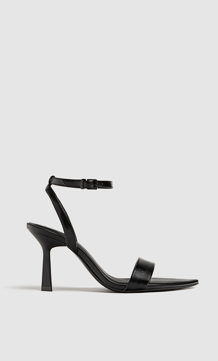 High-heel sandals with tied straps
