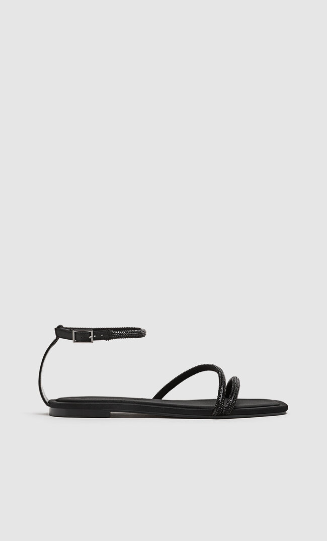 

Stradivarius Flache Sandalen mit Glitzer SCHWARZ 37
