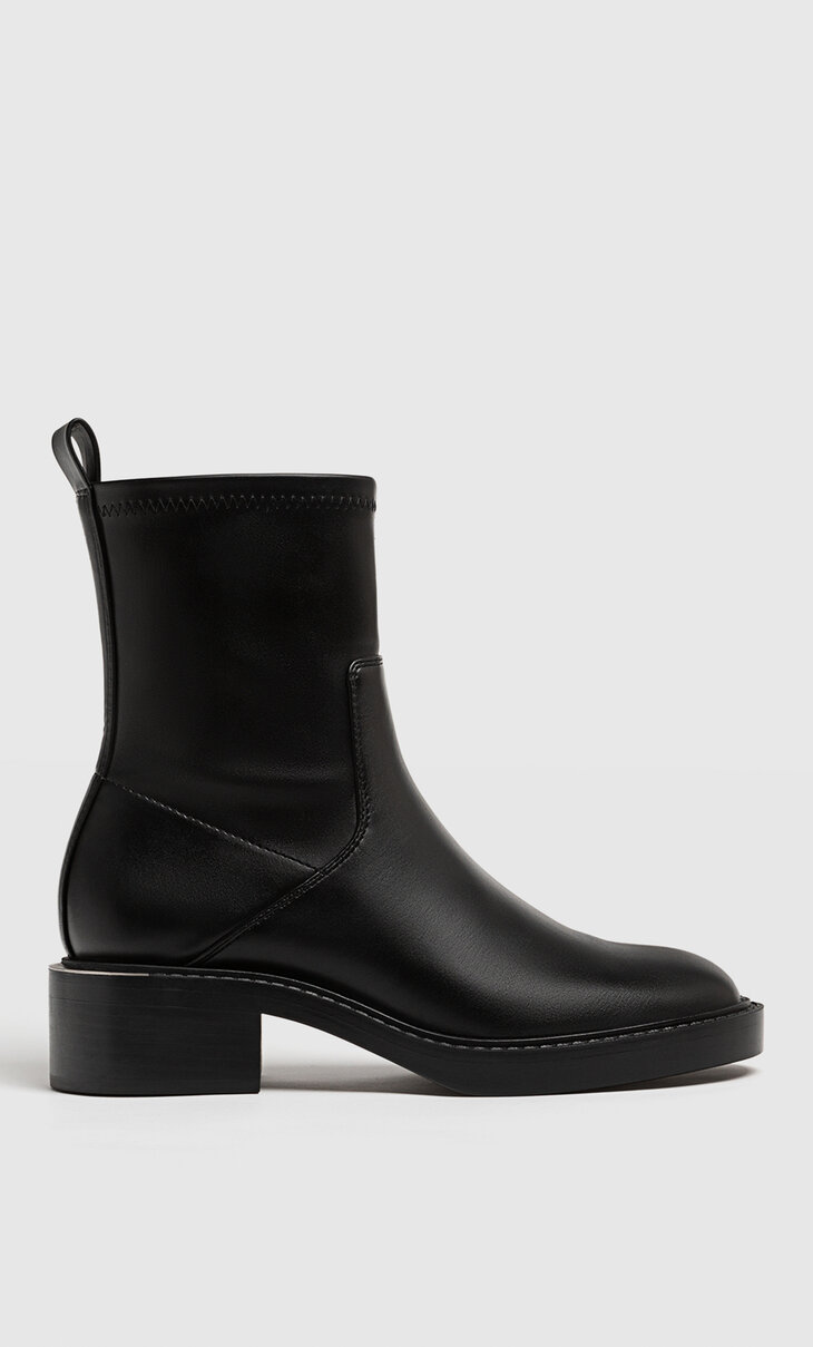 Flat black ankle boots
