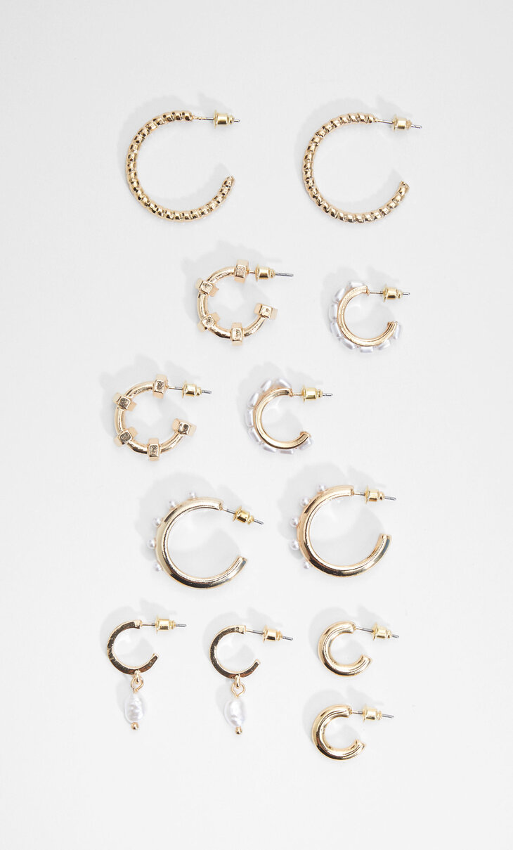 6er-Set Ohrringe mit Perlen und Charms