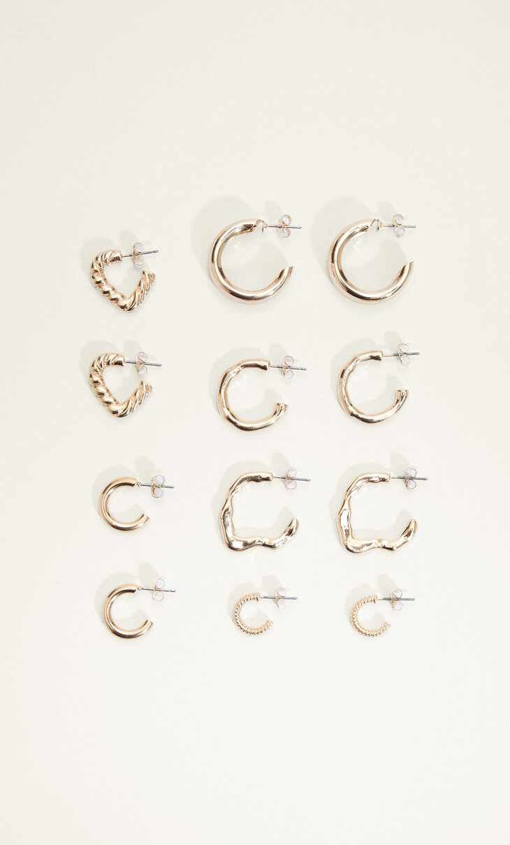 Set of 6 pairs of hoop earrings