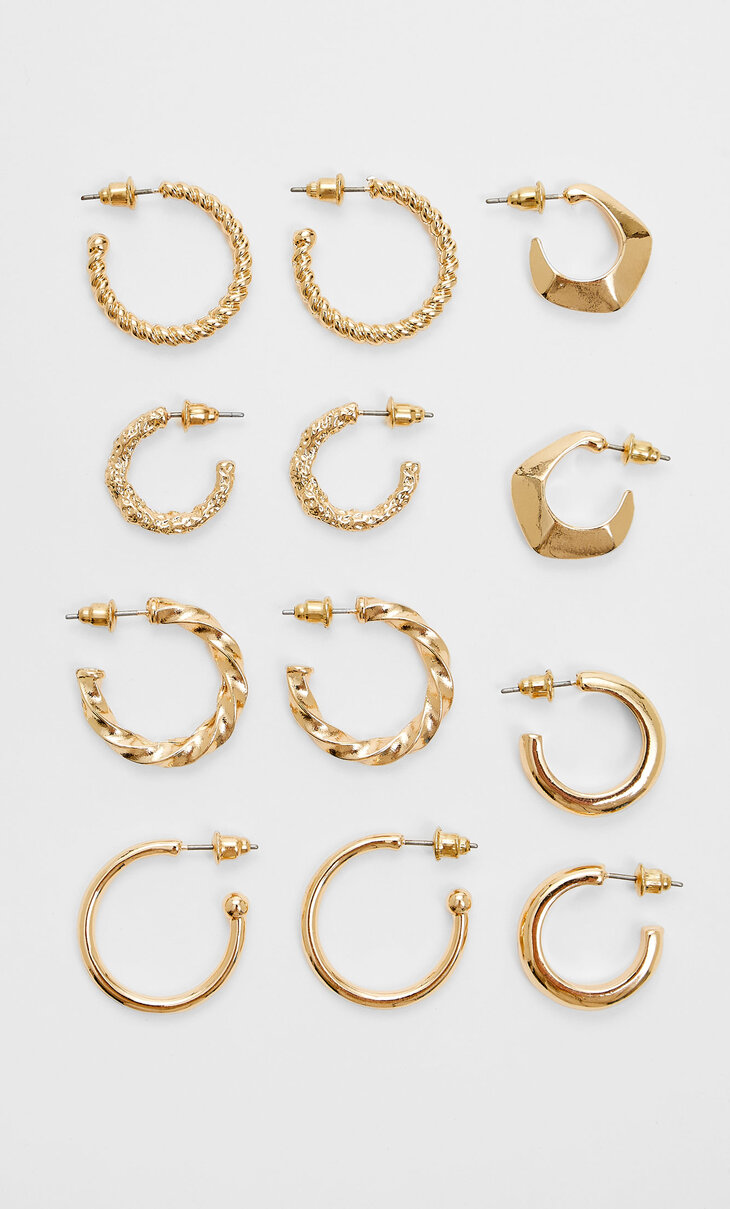 Set of 6 pairs of basic earrings