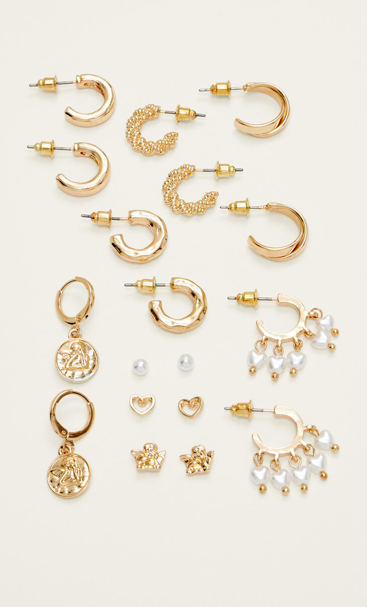 Set of 9 pairs of angel earrings