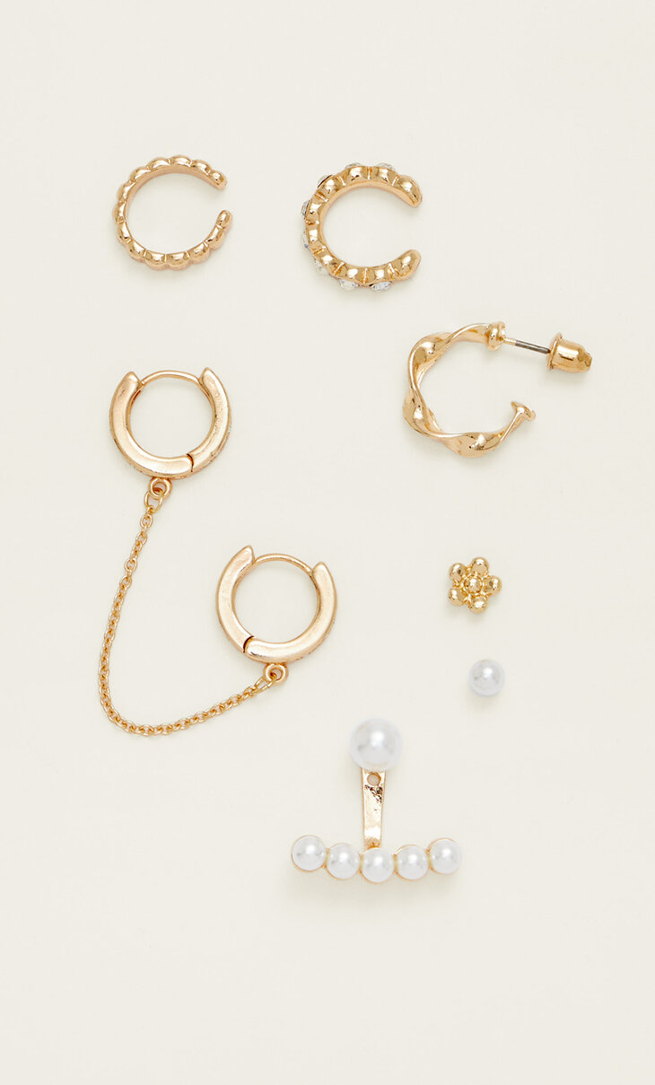 7 aussagų su dirbtiniais perlais ir stikliukais rinkinys