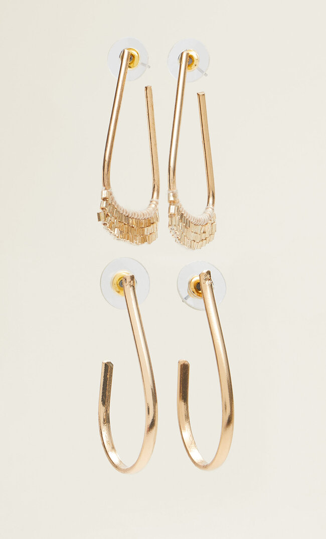 

Stradivarius 2er-Set Ohrringe Mit Perlenbesatz Und Hoops Gelb M