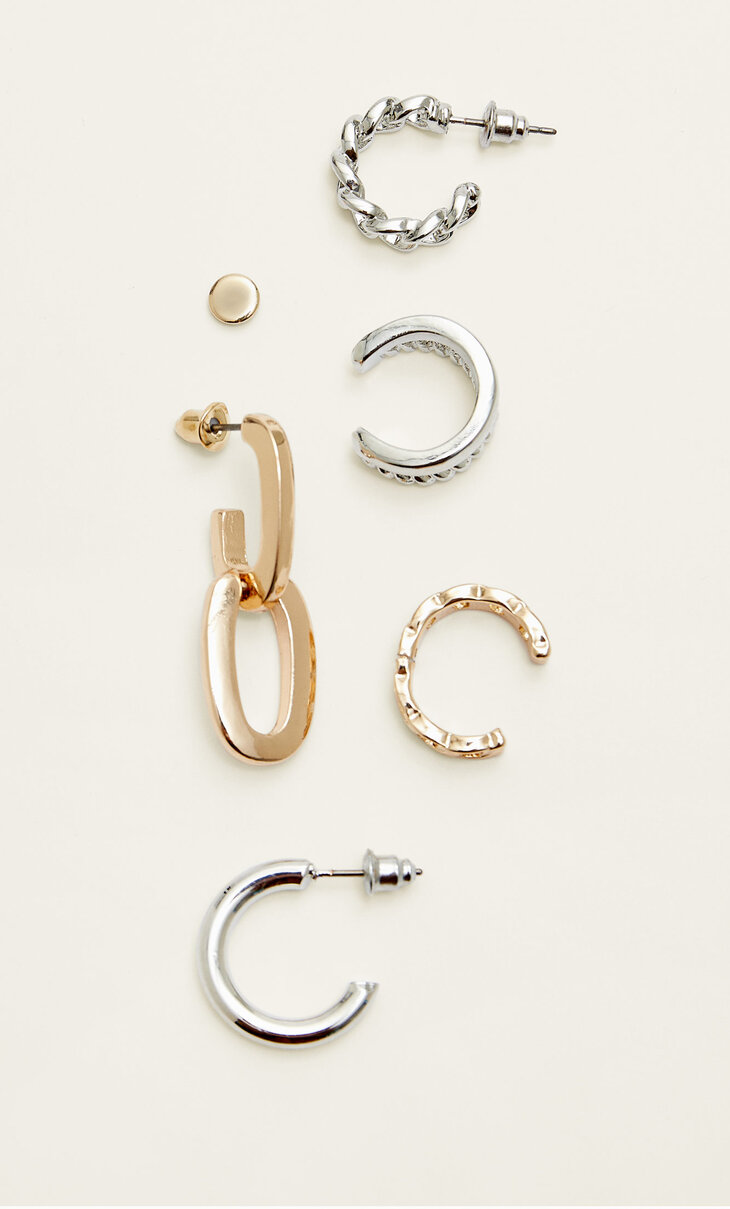 Set van 6 gemiste metalen earcuffs