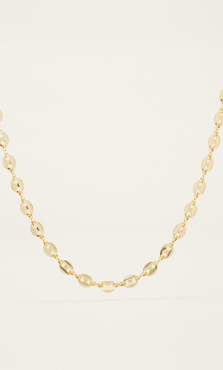 Chain link necklace. Gold plated.