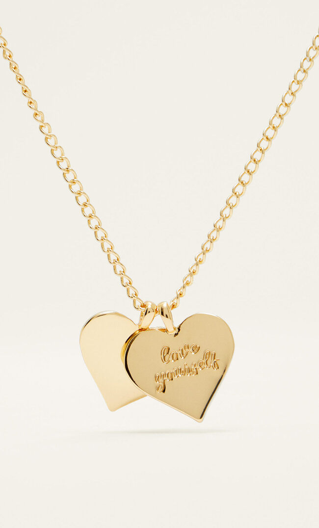 

Stradivarius Halskette Mit Doppletem Herz-Charm. Vergoldet Gelb M