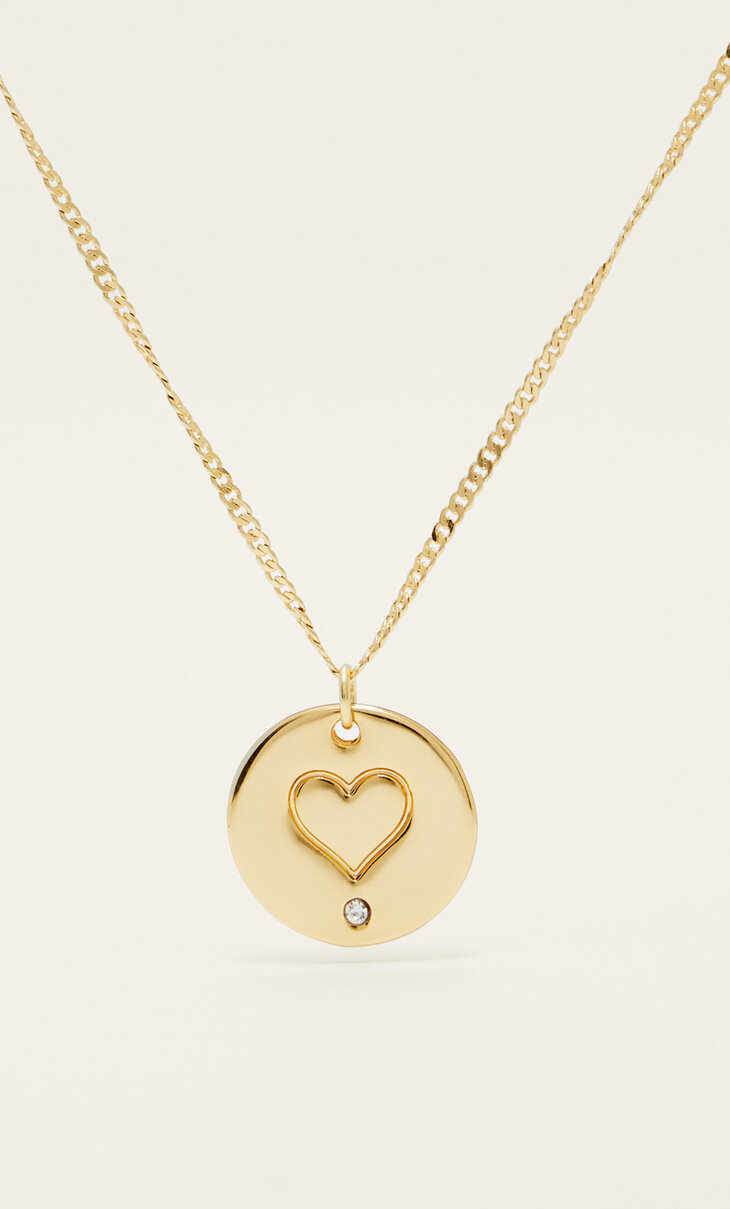 Corrente charm love pedra. Gold Plated