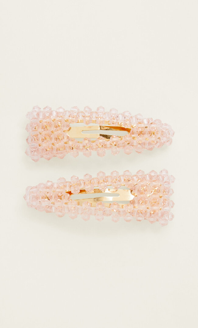 

Stradivarius Komplet 2 Dużych Spinek Do Włosów Z Koralikami Pastelowy Róż M