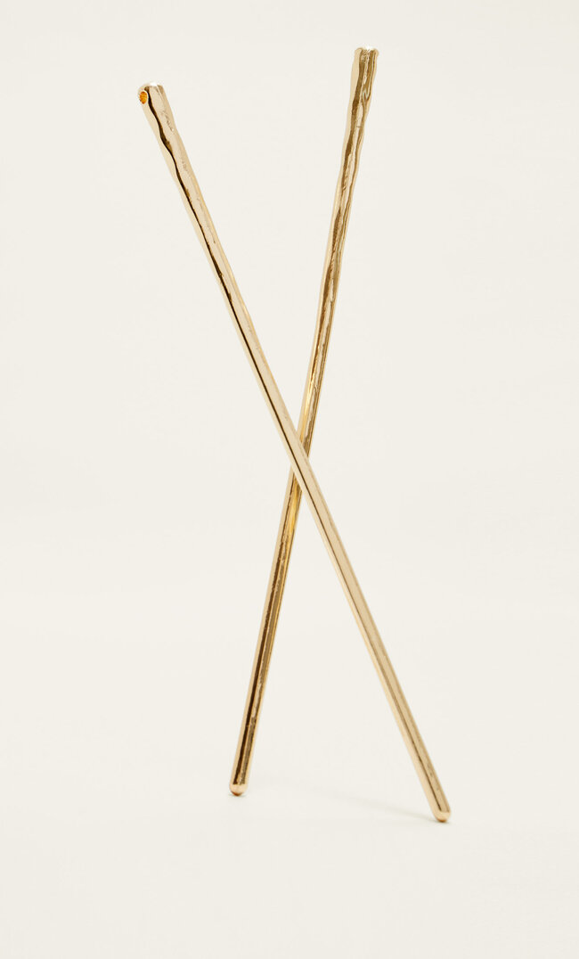 

Stradivarius Komplet 2 Metalowych Pałeczek Do Włosów Ecru M