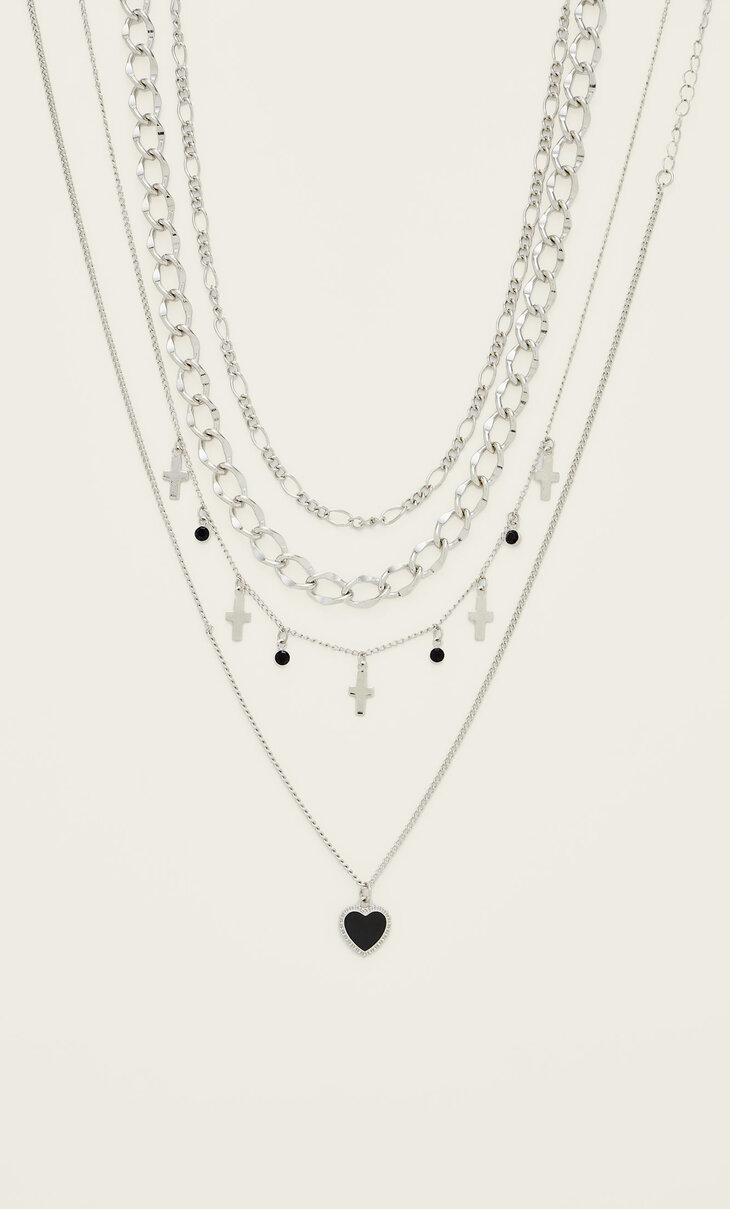 Set s 4 ogrlice sa srcem i križem
