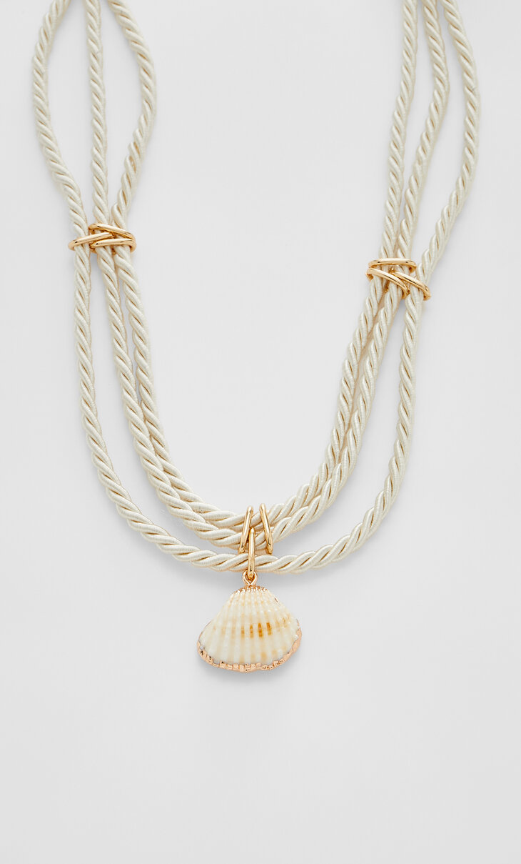 Seashell and cord necklace