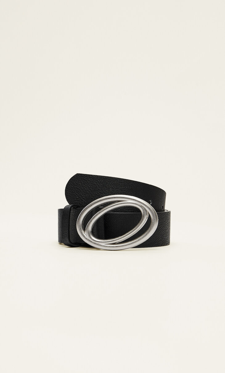 Belt with oval double buckle