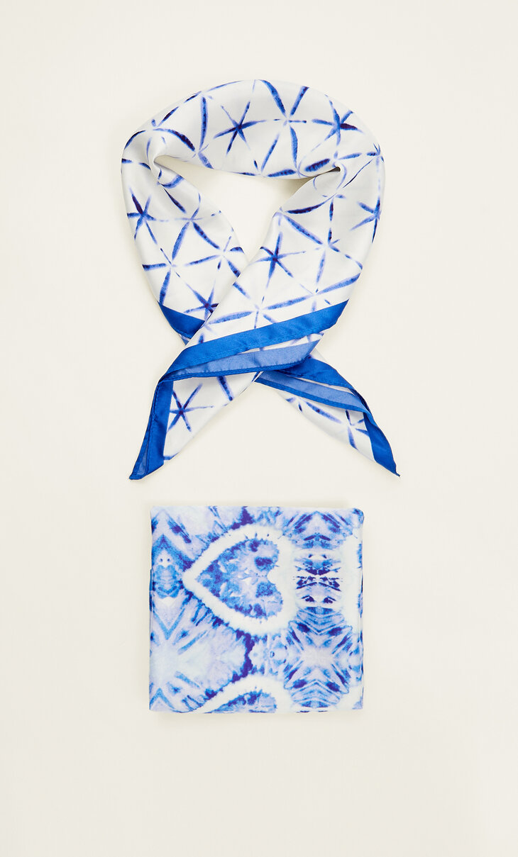 2-pack of geometric and heart print bandanas