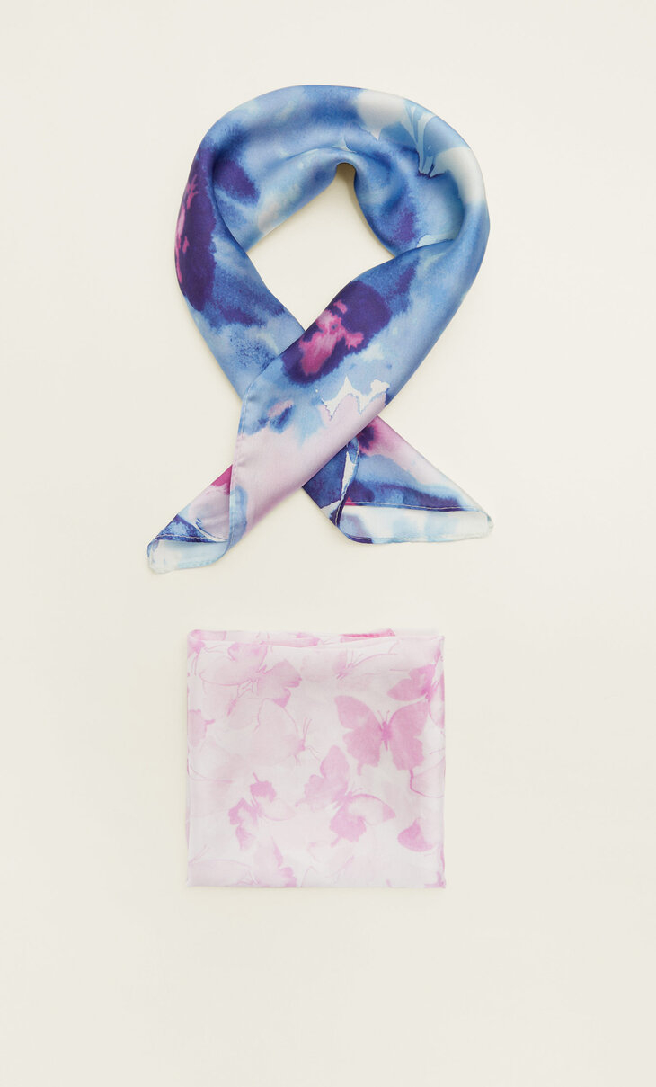 2-pack of butterfly and tie-dye bandanas