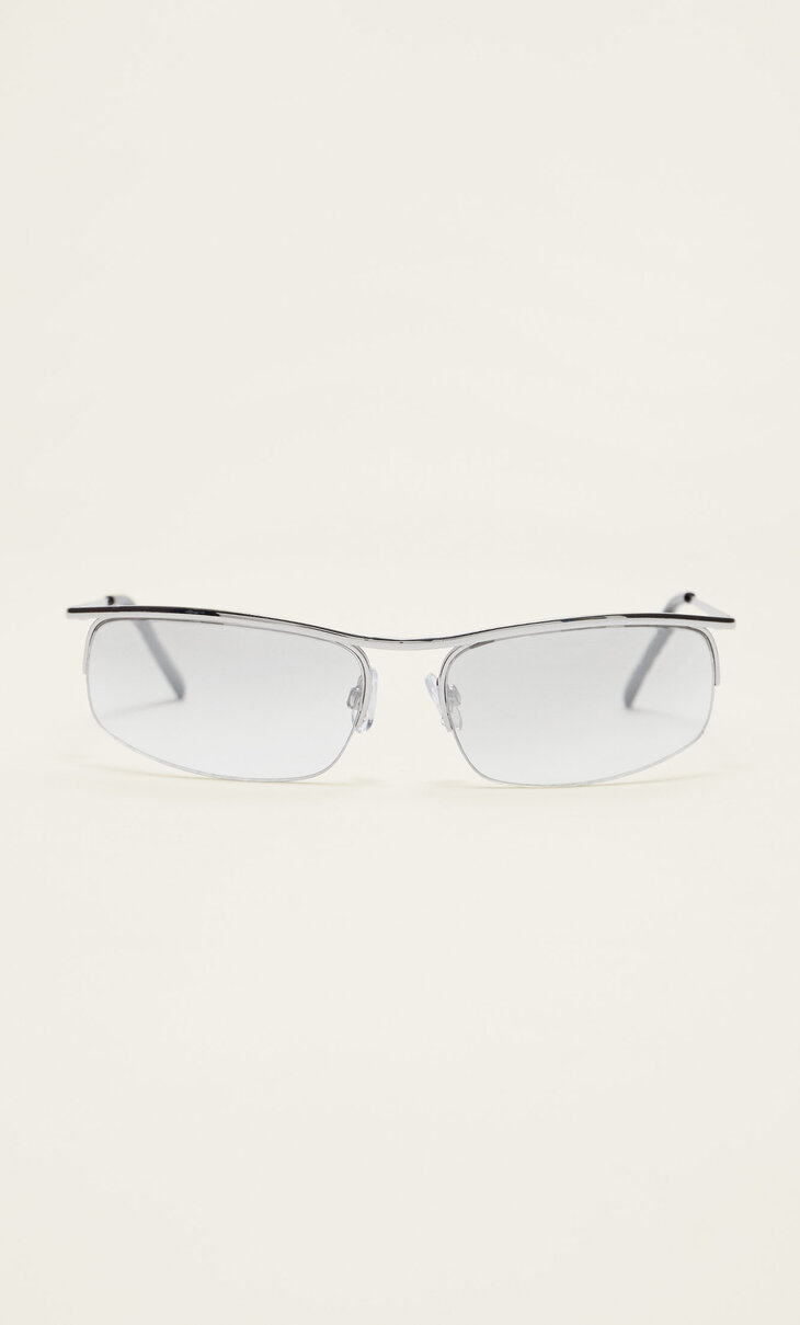 Metal sunglasses with no bottom frame