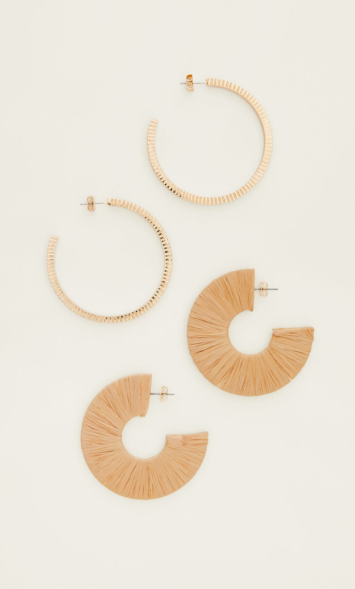 Set of 2 pairs of raffia earrings