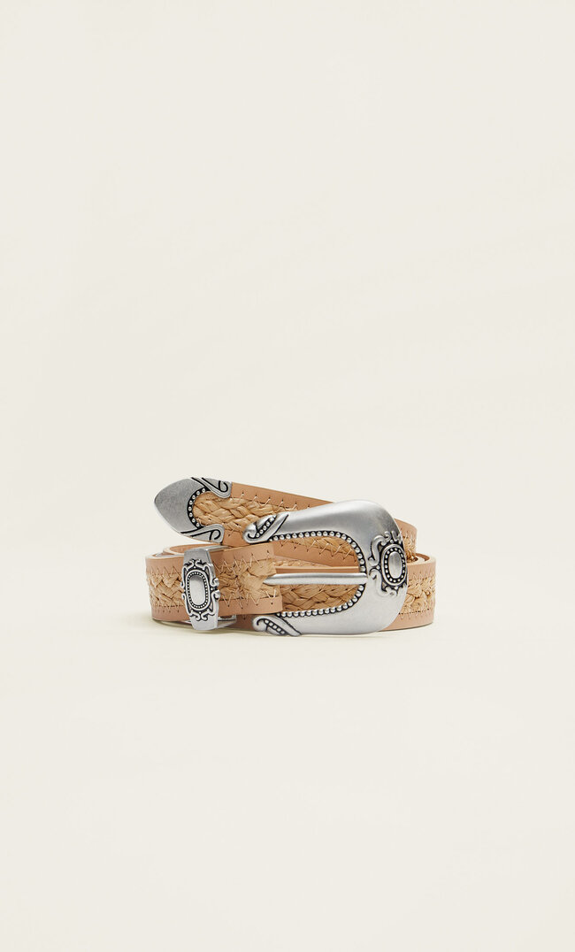 

Stradivarius Raphia-Gürtel Im Cowboylook Helles Gelbbraun 80