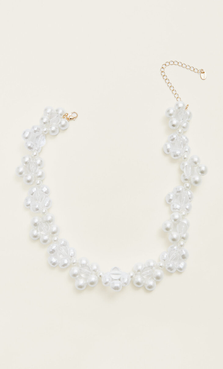 Pearl bead flower necklace