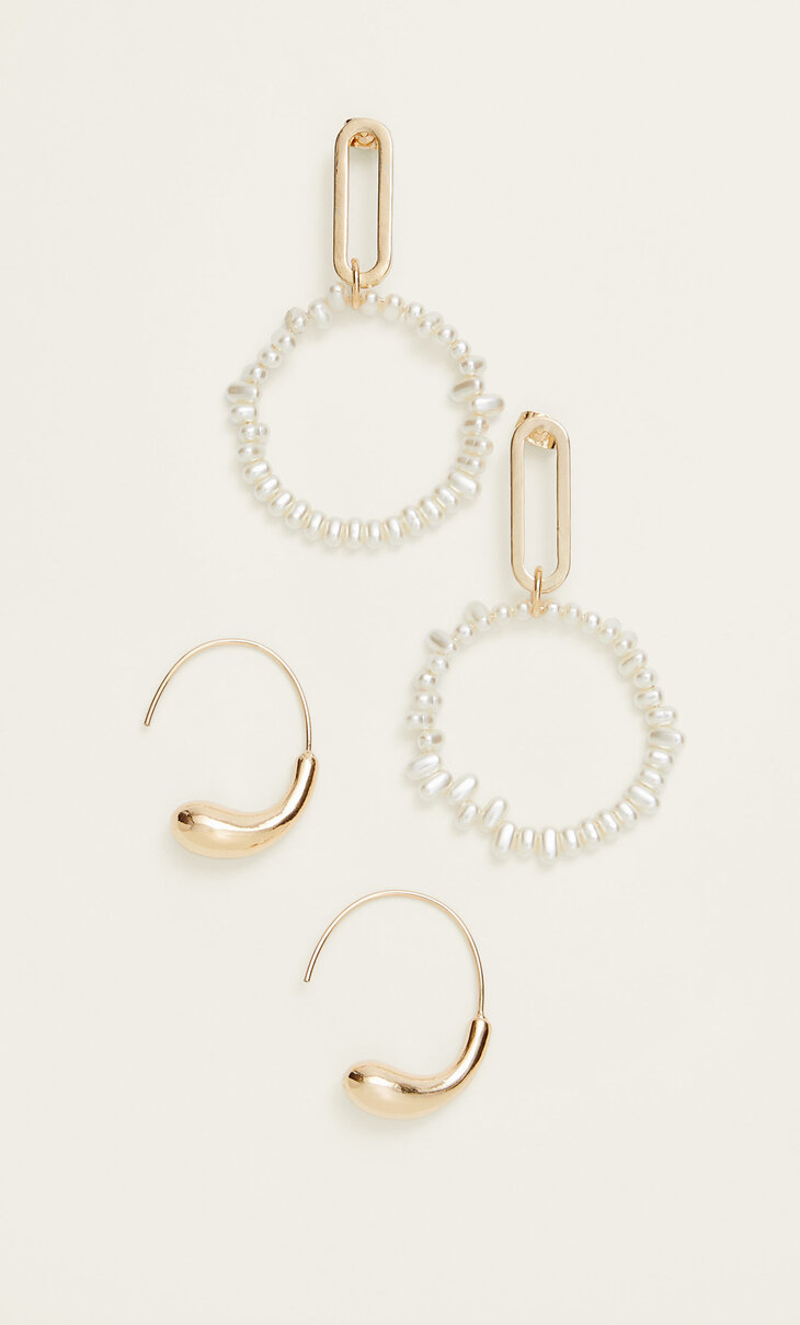 Set of 2 pairs of hoop earrings