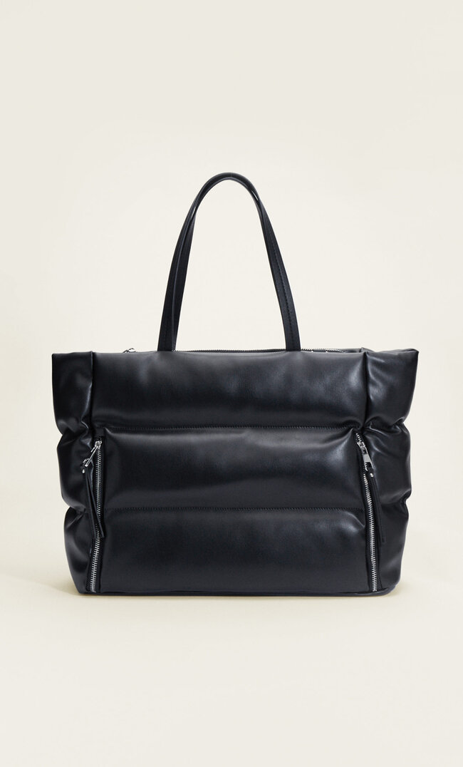 

Stradivarius Gesteppte Shopper Aus Kunstleder Schwarz M