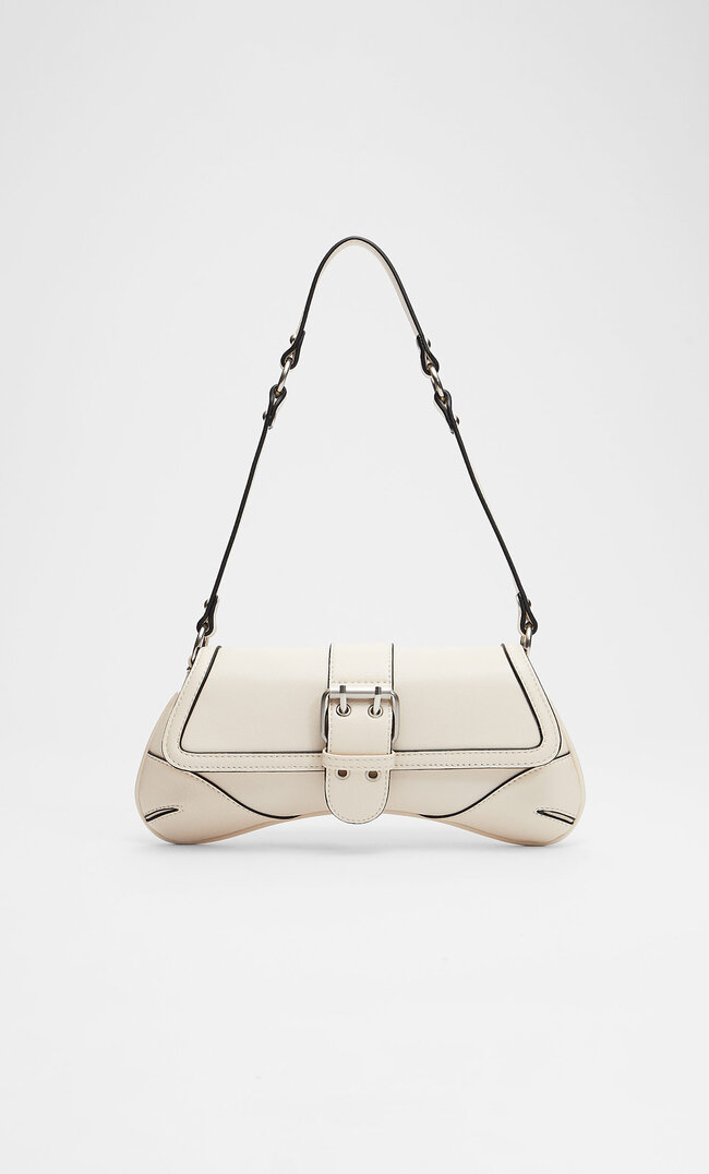 

Stradivarius Schultertasche Mit Schnalle Ecru M