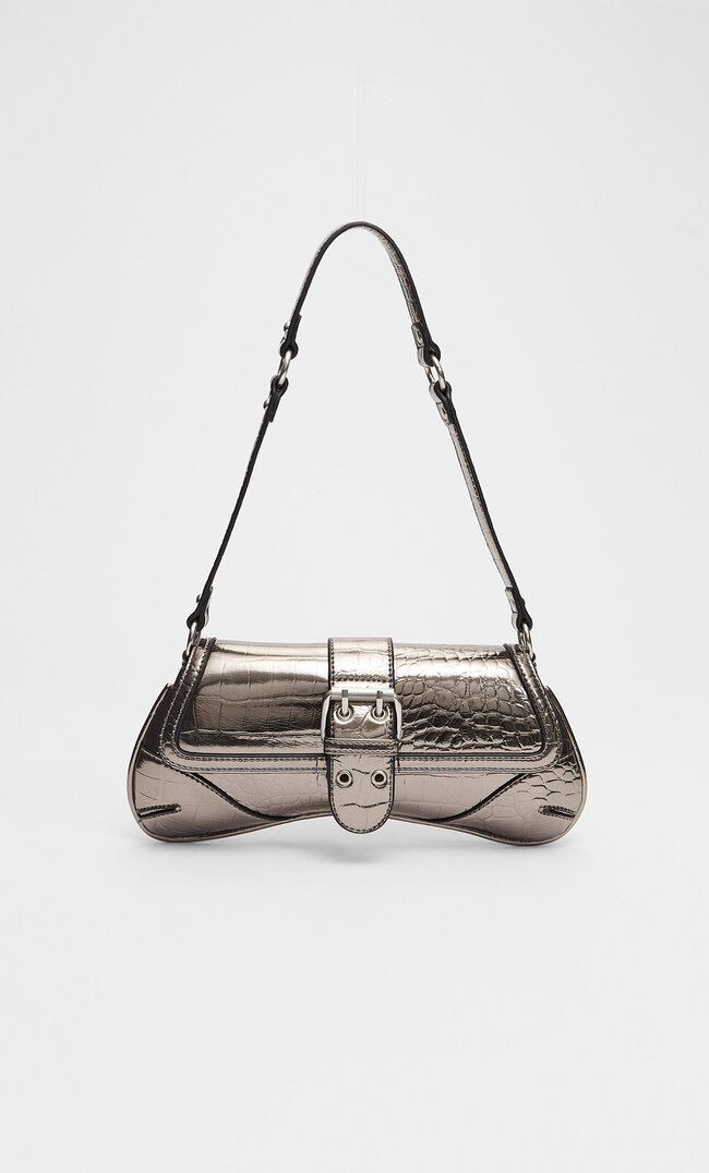 

Stradivarius Schultertasche Mit Schnalle Dunkelgrau M