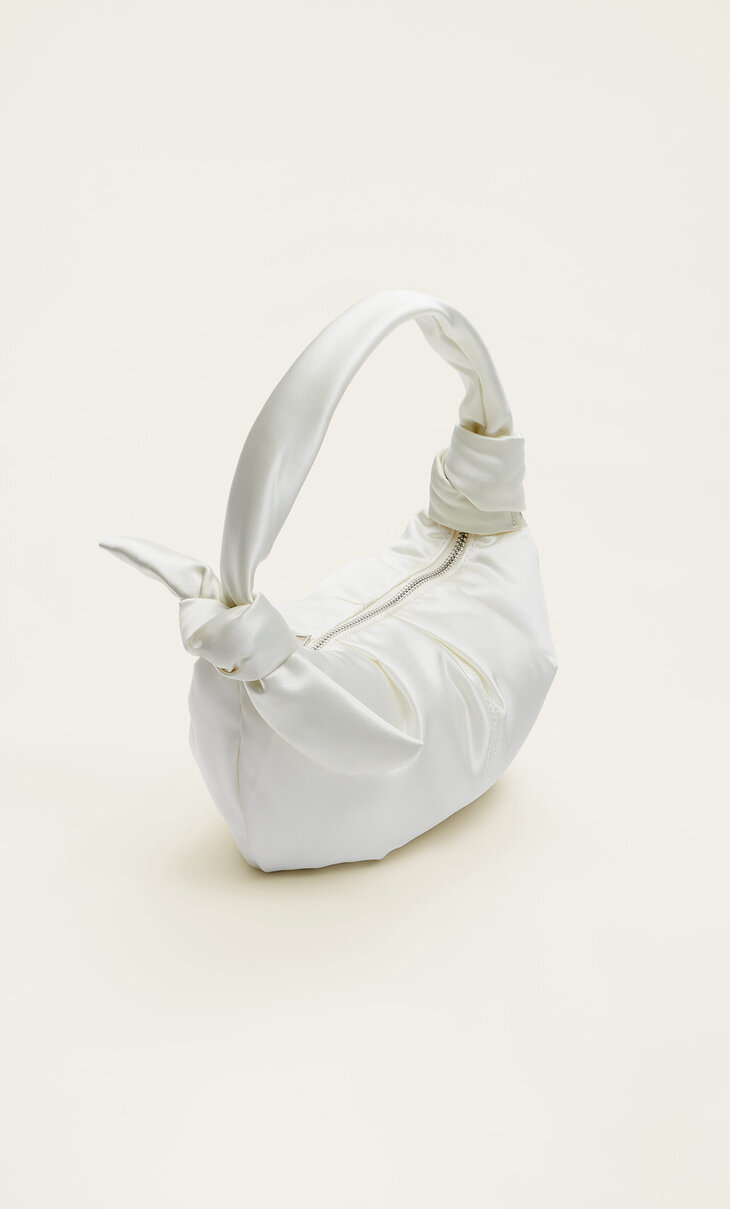 Satin shoulder bag with knot detail