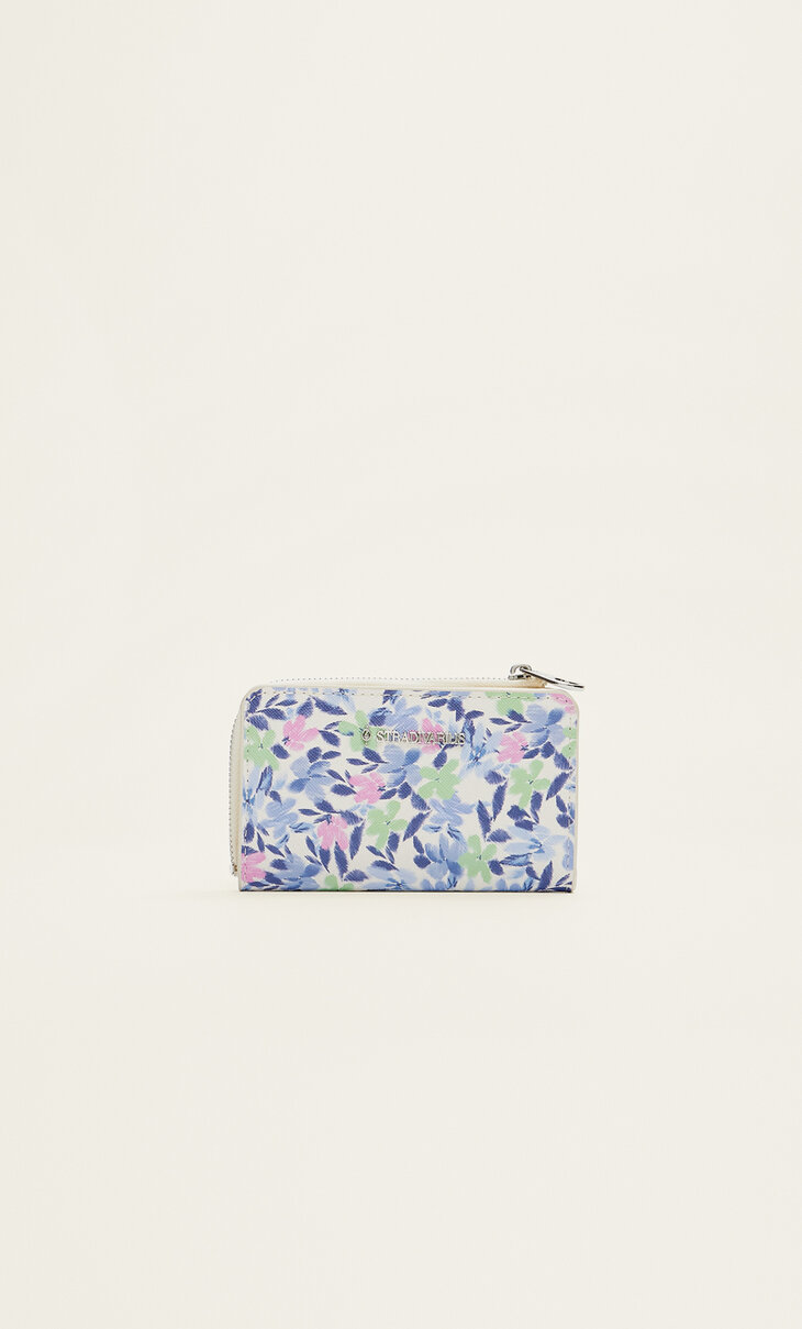 Floral print Saffiano leather card holder