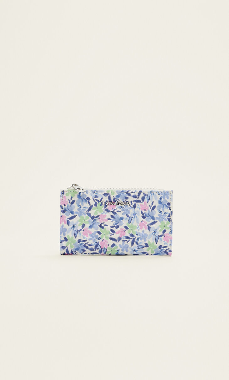 Floral print Saffiano leather purse
