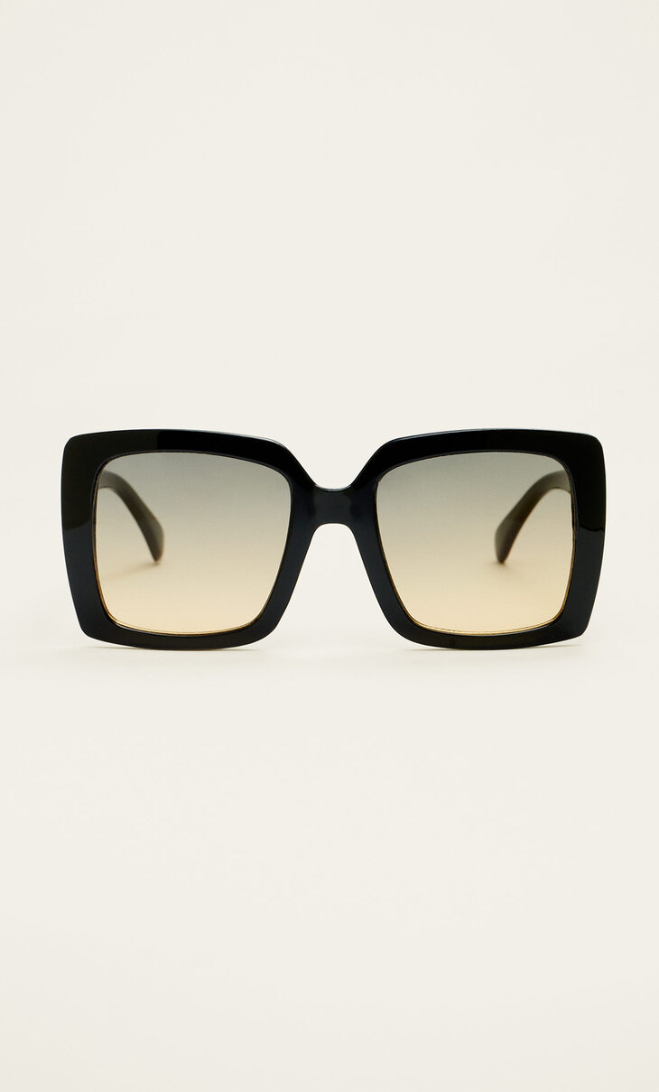 Kwadratowe okulary przeciwsłoneczne z cieniowanymi szkłami
