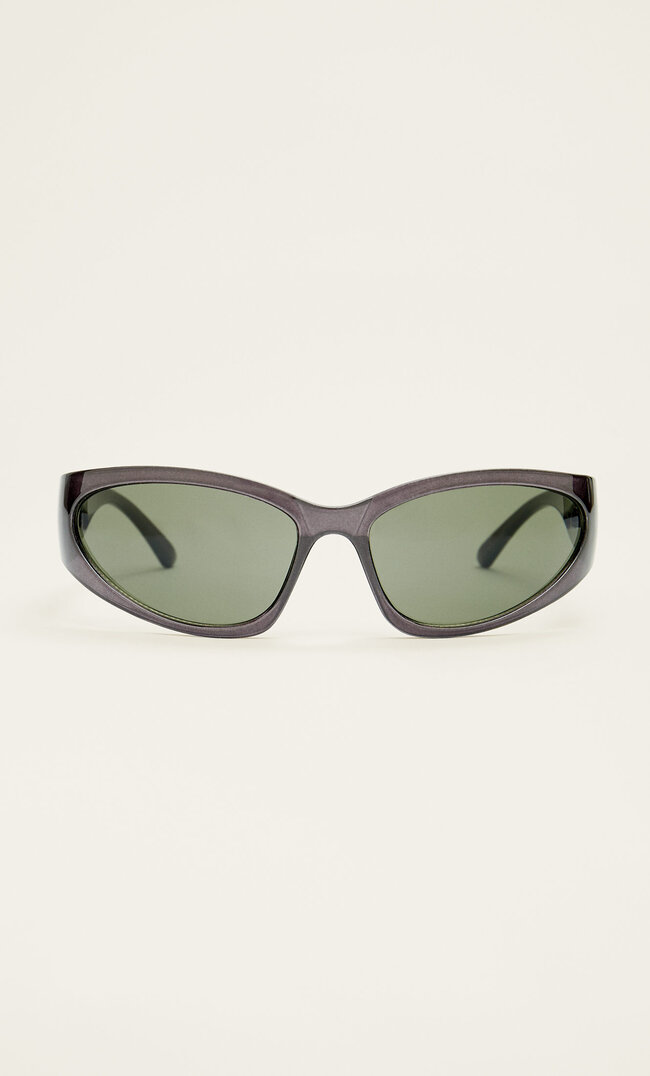 

Stradivarius Sonnenbrille Mit Kunststoffgestell Und Wickeloptik Grau Melange M
