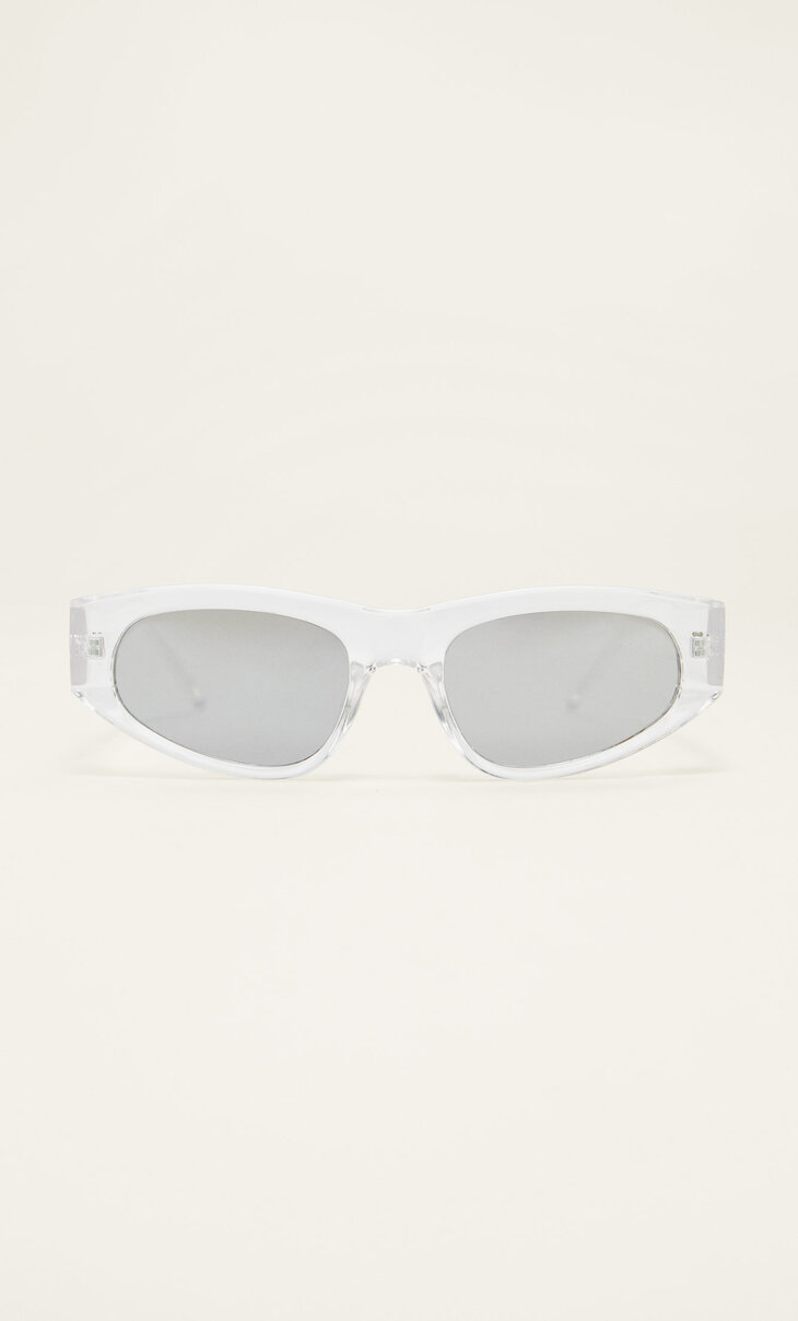 Resin sunglasses with wide temples