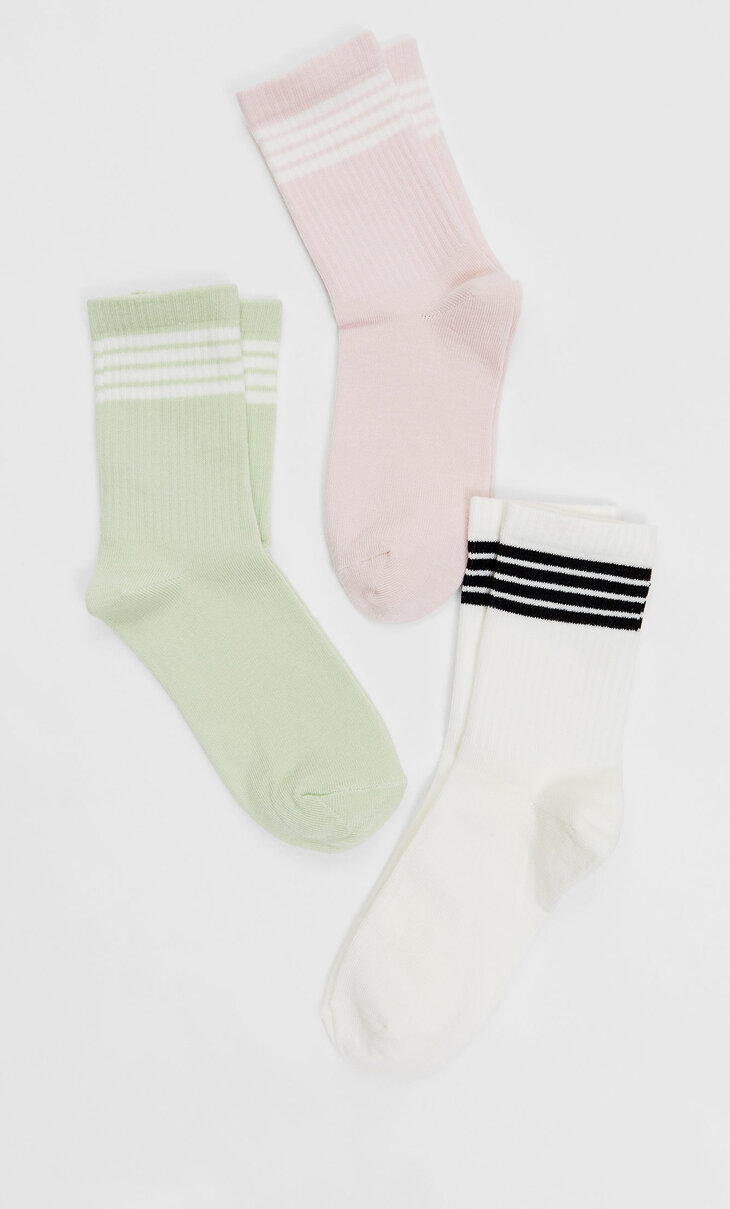 3er-Pack Socken mit Streifen in verschiedenen Farben