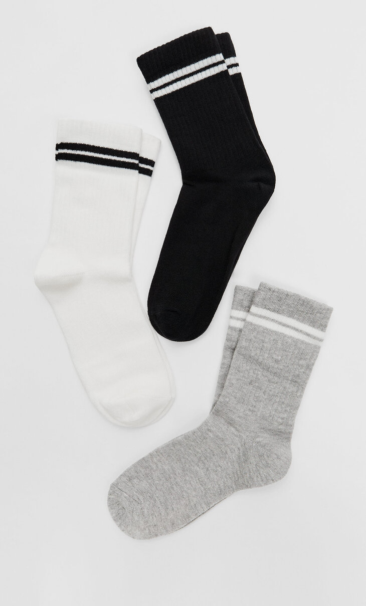 3er-Pack Socken mit Streifen