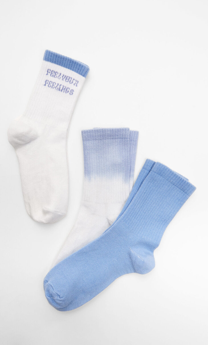 Pack de 3 pares de meias com tie dye