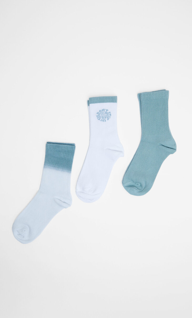 3er-Pack Socken mit Tie-dye-Print