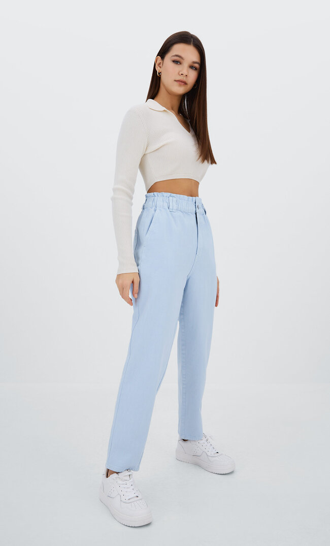 

Stradivarius Baggy-Jeans aus Twill Blau XL